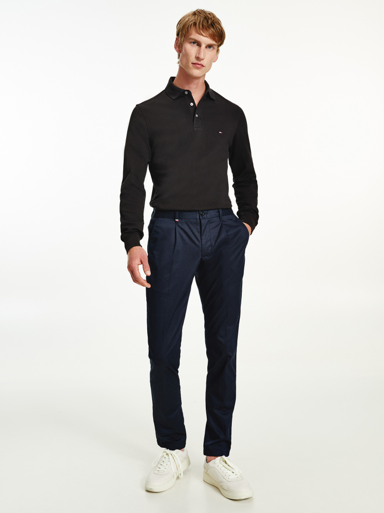 Black 1985 Collection Slim Fit Long Sleeve Polo  Men