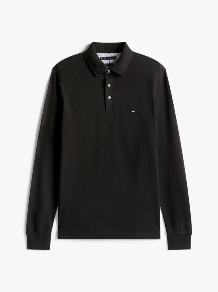 Black 1985 Collection Slim Fit Long Sleeve Polo  Men