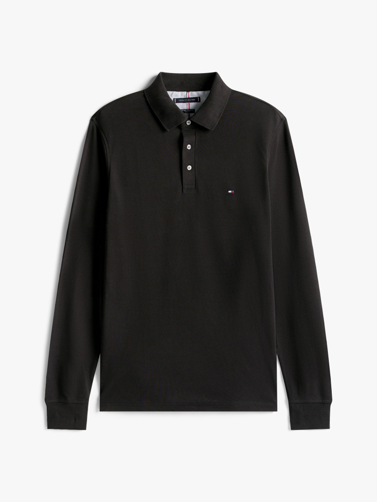 Black 1985 Collection Slim Fit Long Sleeve Polo  Men