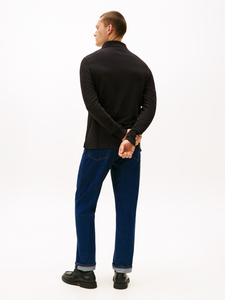 Black 1985 Collection Slim Fit Long Sleeve Polo  Men