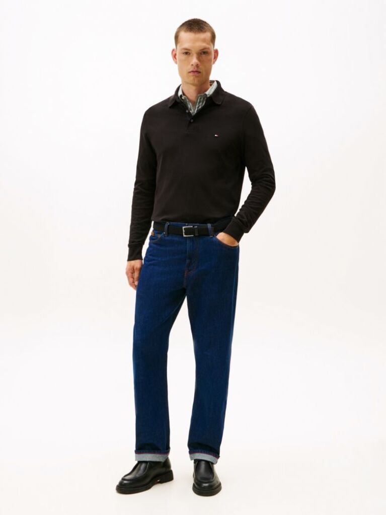 Black 1985 Collection Slim Fit Long Sleeve Polo  Men