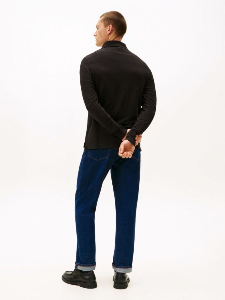 Black 1985 Collection Slim Fit Long Sleeve Polo  Men