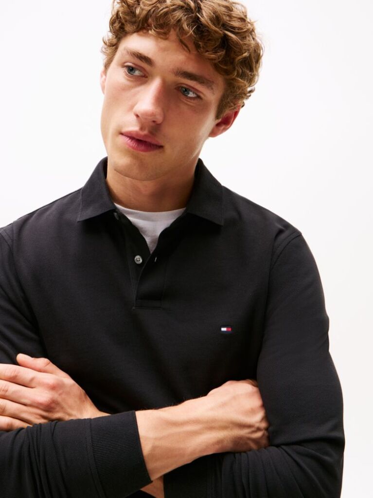 Black 1985 Collection Regular Fit Long Sleeve Polo  Men