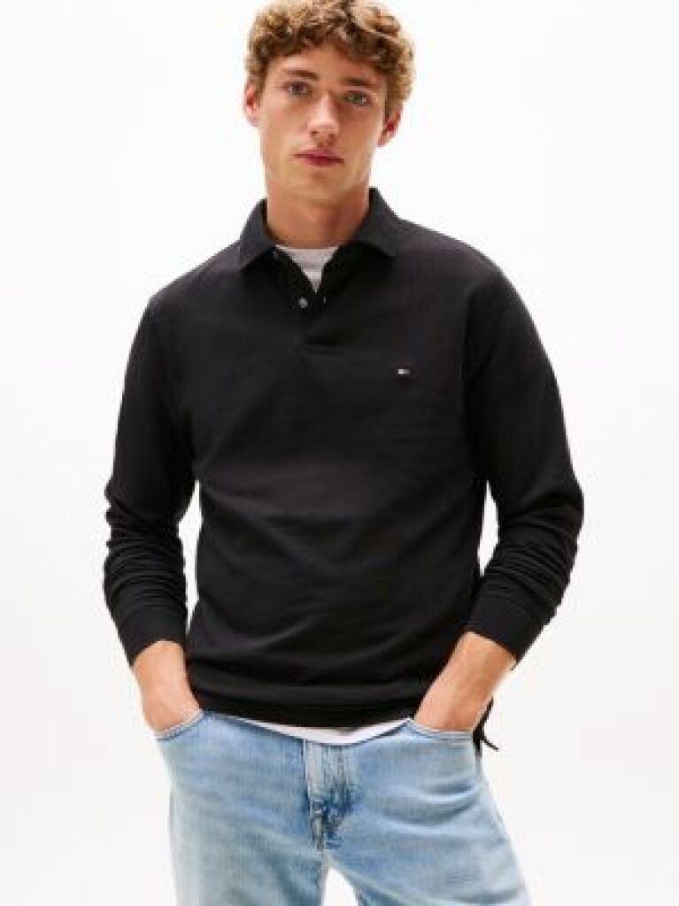Black 1985 Collection Regular Fit Long Sleeve Polo  Men