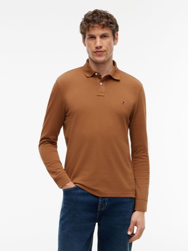Brown 1985 Collection Regular Fit Long Sleeve Polo  Men