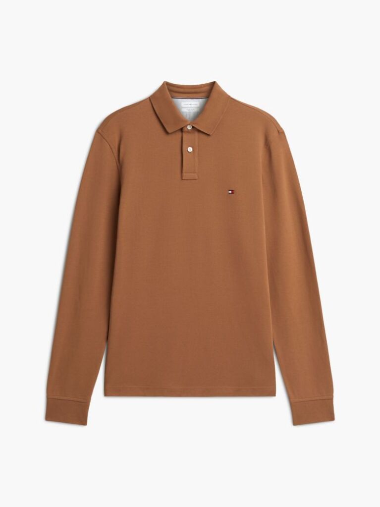 Brown 1985 Collection Regular Fit Long Sleeve Polo  Men