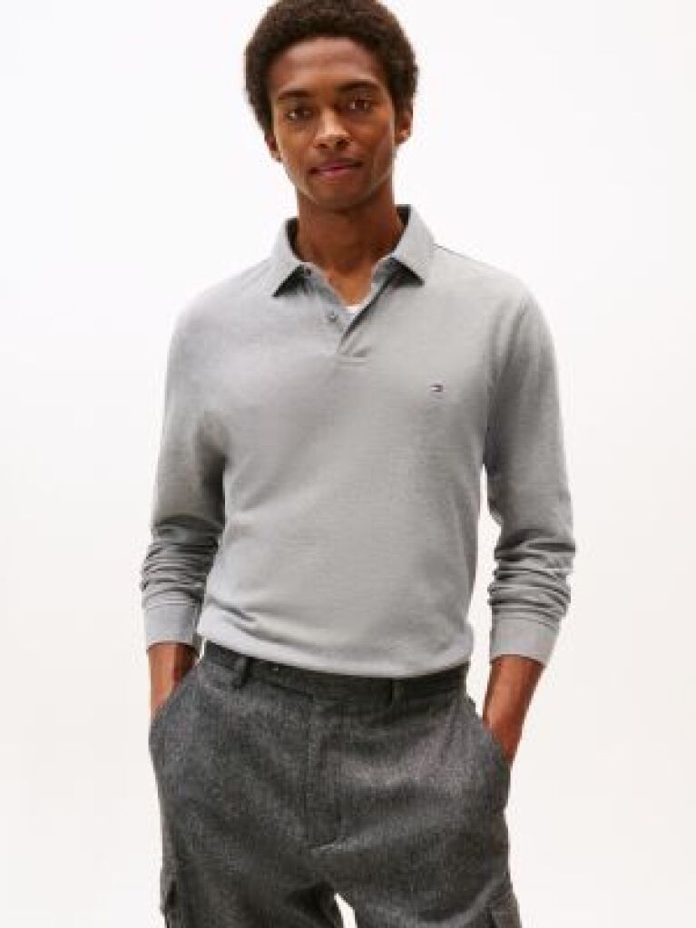 Grey 1985 Collection Regular Fit Long Sleeve Polo  Men