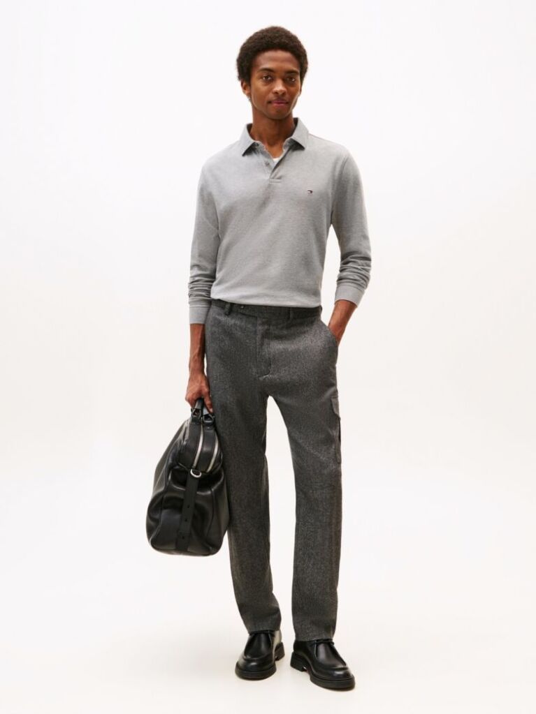 Grey 1985 Collection Regular Fit Long Sleeve Polo  Men