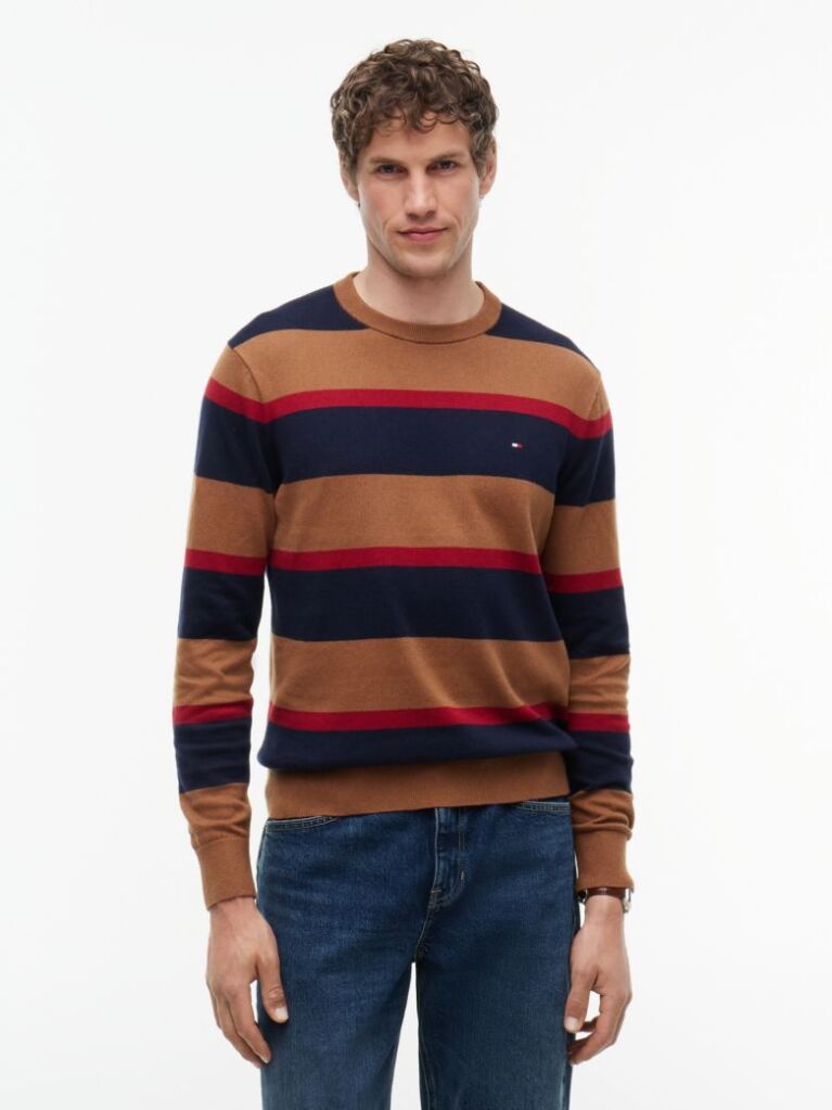 Multi Cotton Cashmere Crew Neck Jumper  Men