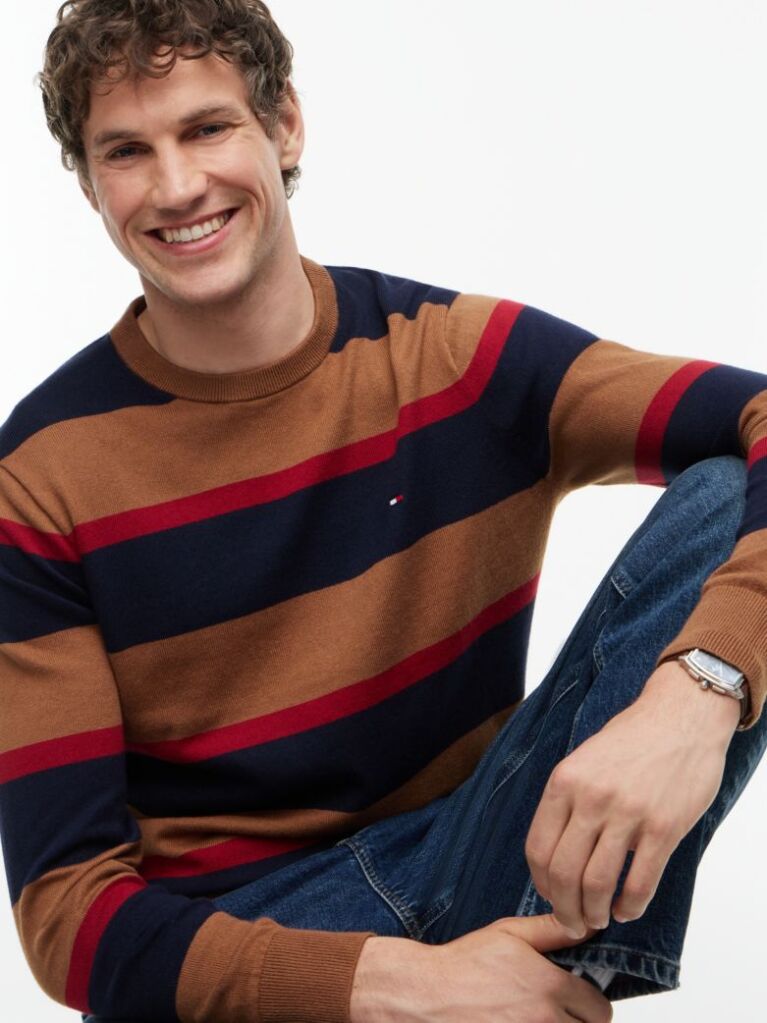 Multi Cotton Cashmere Crew Neck Jumper  Men