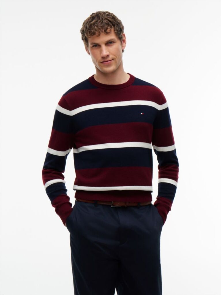 Red Cotton Cashmere Crew Neck Jumper  Men