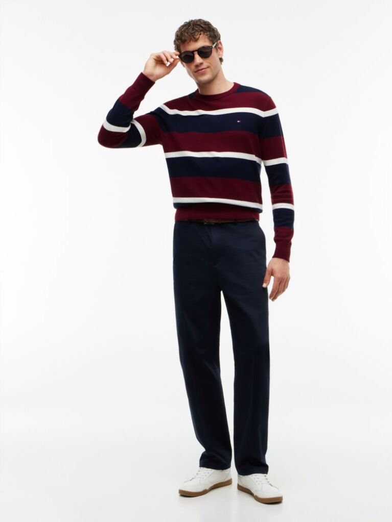 Red Cotton Cashmere Crew Neck Jumper  Men