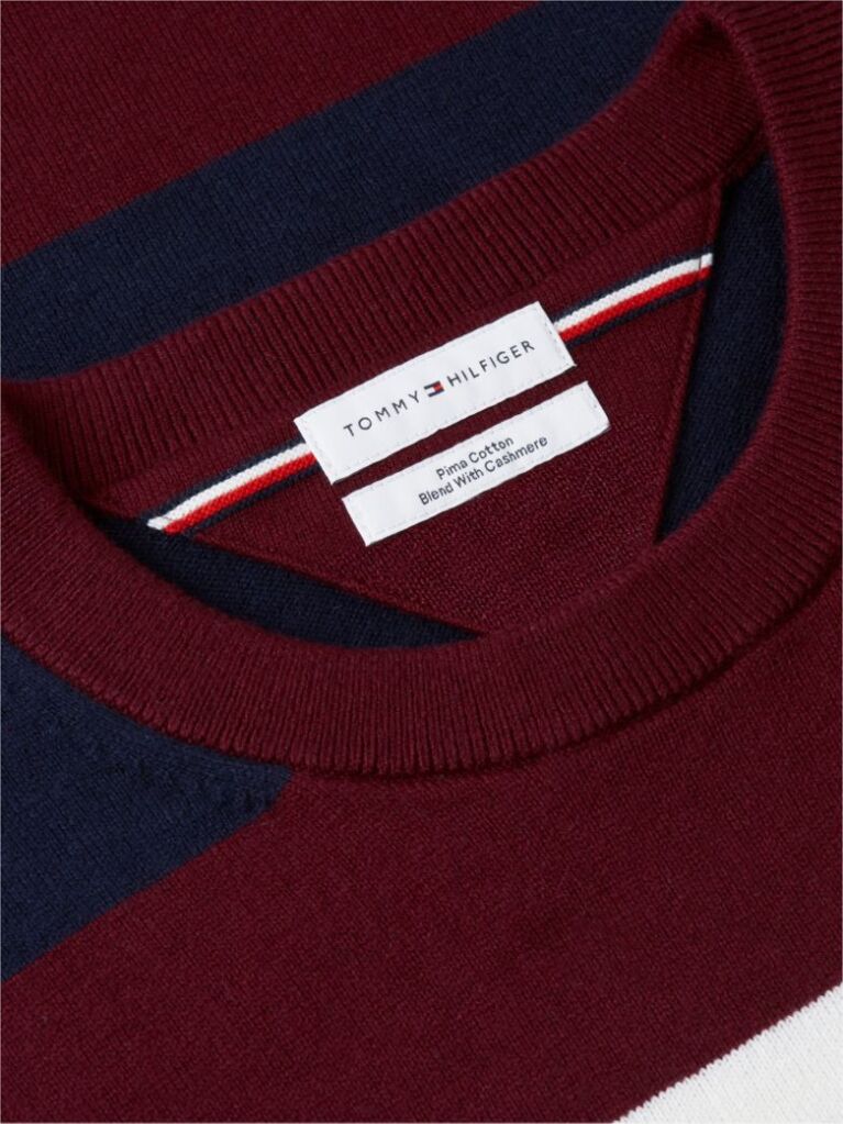 Red Cotton Cashmere Crew Neck Jumper  Men