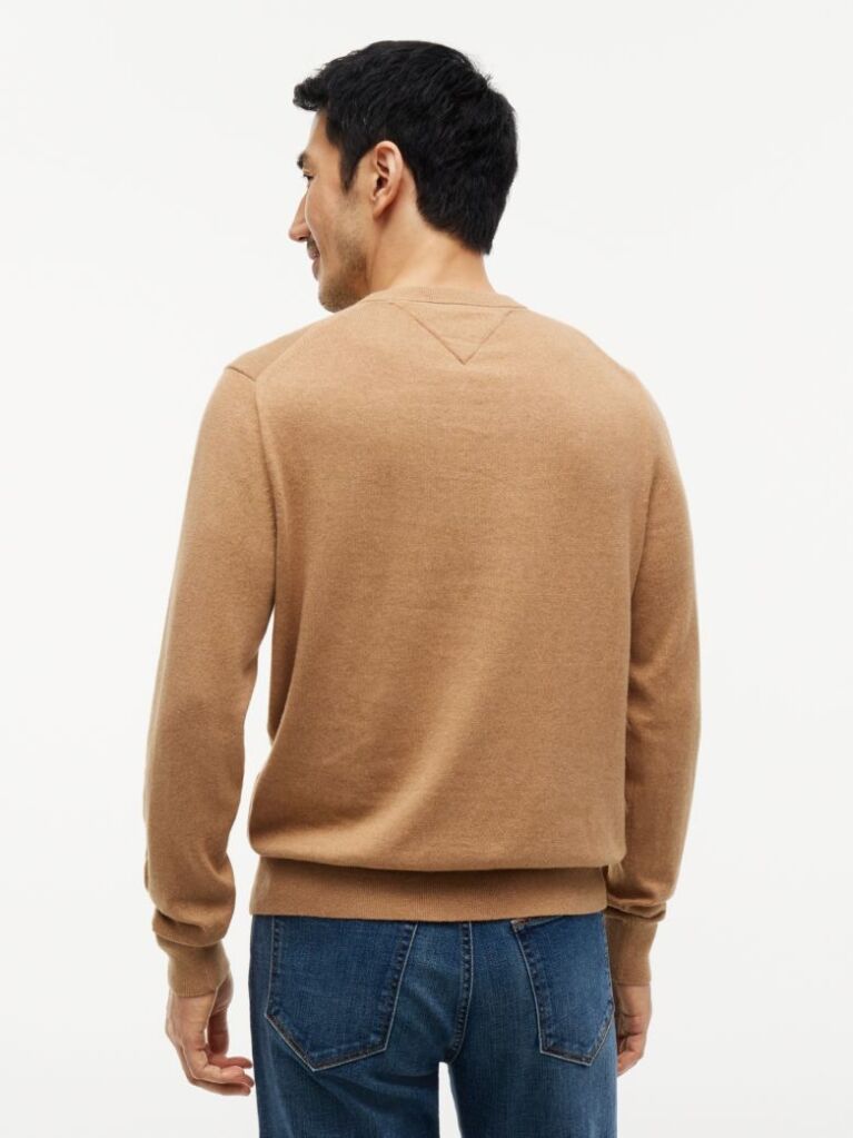 Brown Cotton Cashmere Crew Neck Jumper  Men