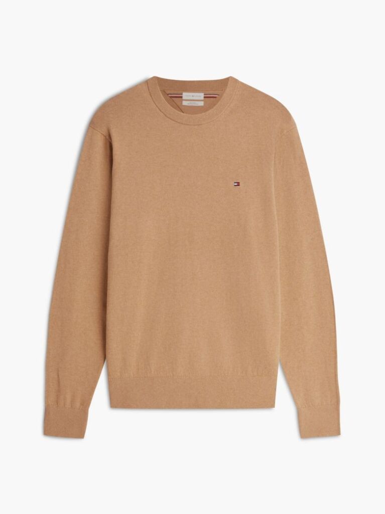 Brown Cotton Cashmere Crew Neck Jumper  Men