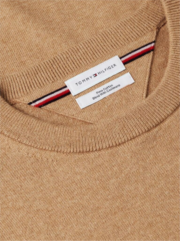 Brown Cotton Cashmere Crew Neck Jumper  Men