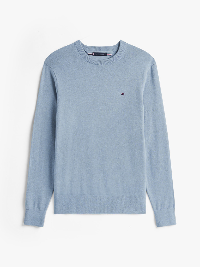 Blue Cotton Cashmere Crew Neck Jumper  Men