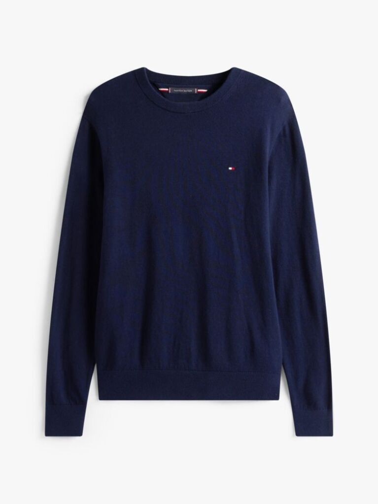 Blue Cotton Cashmere Crew Neck Jumper  Men