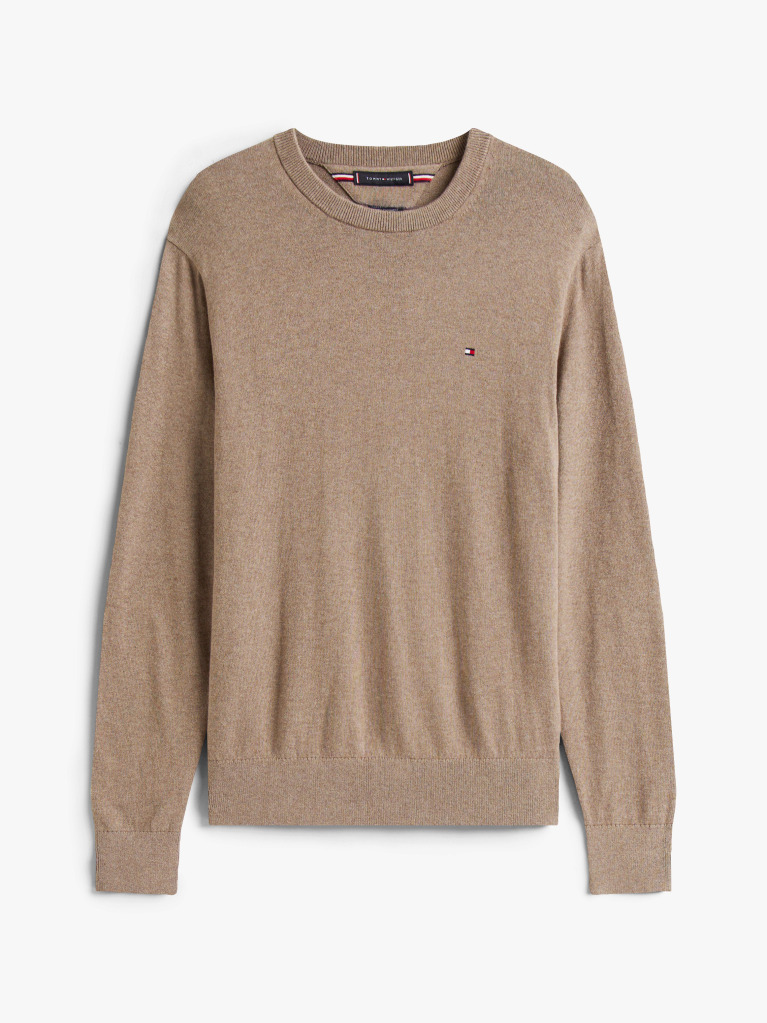 Brown Cotton Cashmere Crew Neck Jumper  Men