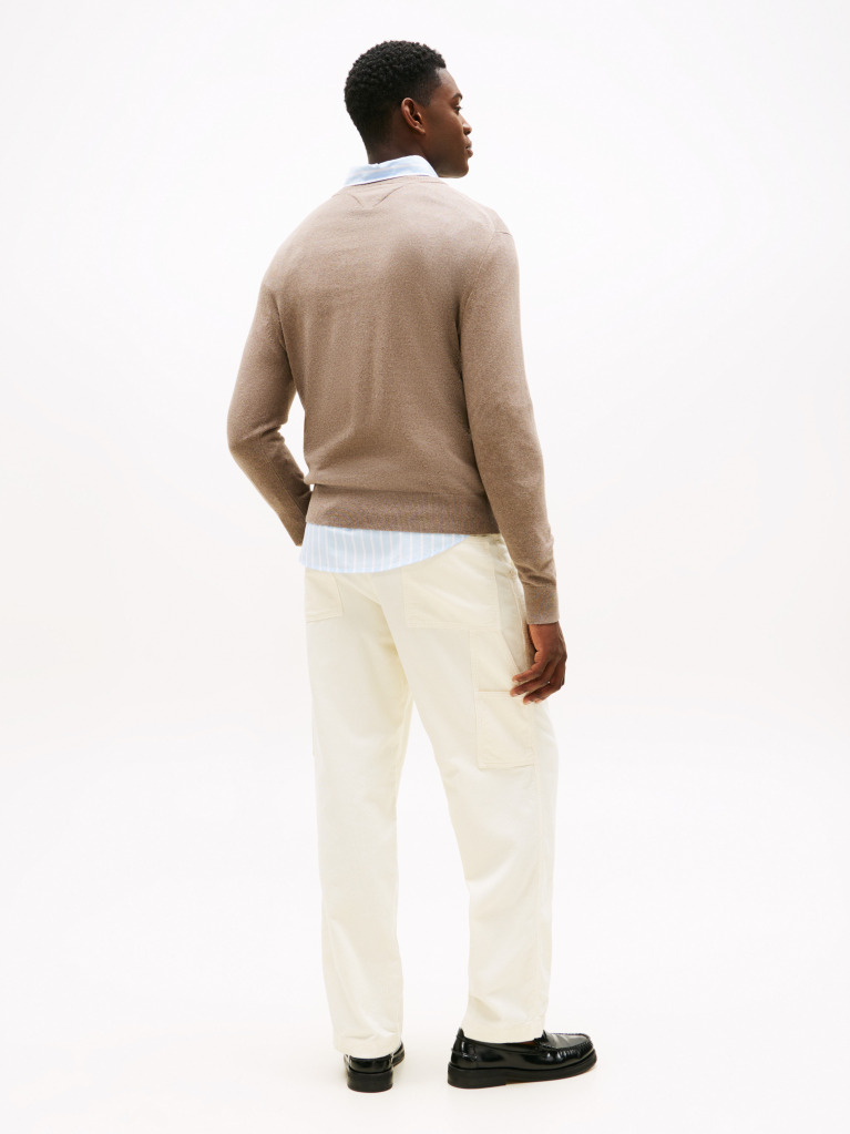 Brown Cotton Cashmere Crew Neck Jumper  Men