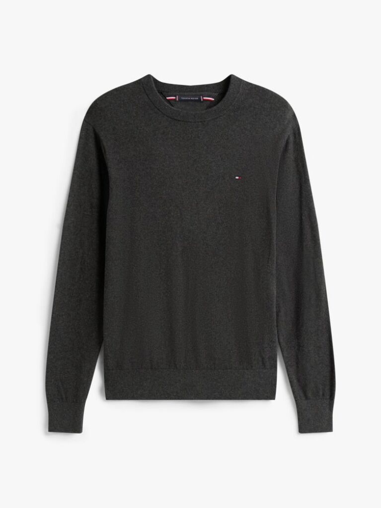 Grey Cotton Cashmere Crew Neck Jumper  Men