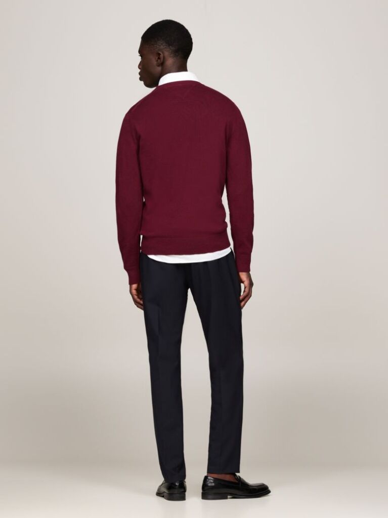Red Cotton Cashmere Crew Neck Jumper  Men