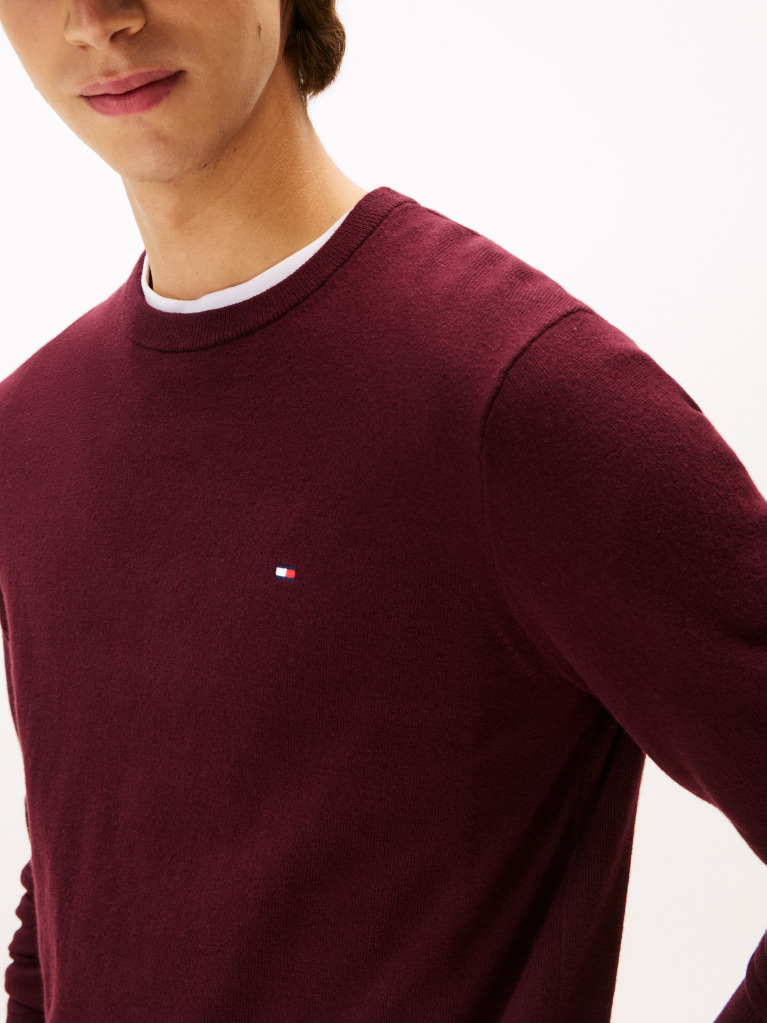 Red Cotton Cashmere Crew Neck Jumper  Men