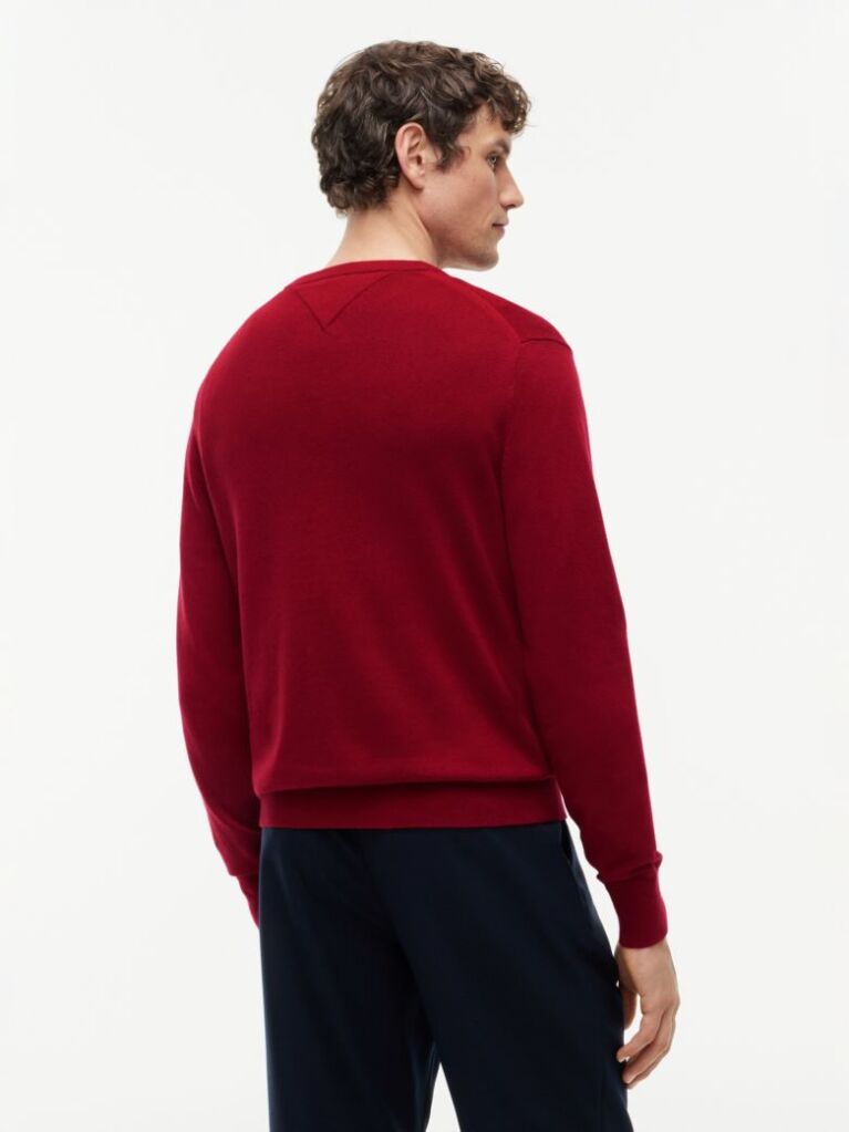 Red Cotton Cashmere Crew Neck Jumper  Men