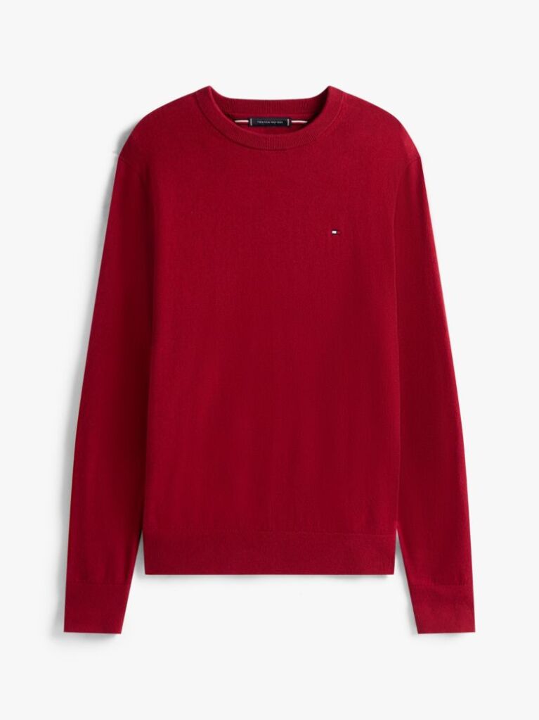 Red Cotton Cashmere Crew Neck Jumper  Men