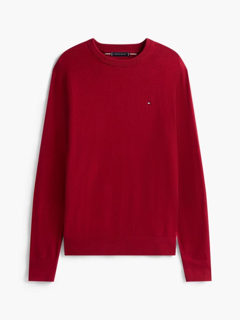 Red Cotton Cashmere Crew Neck Jumper  Men