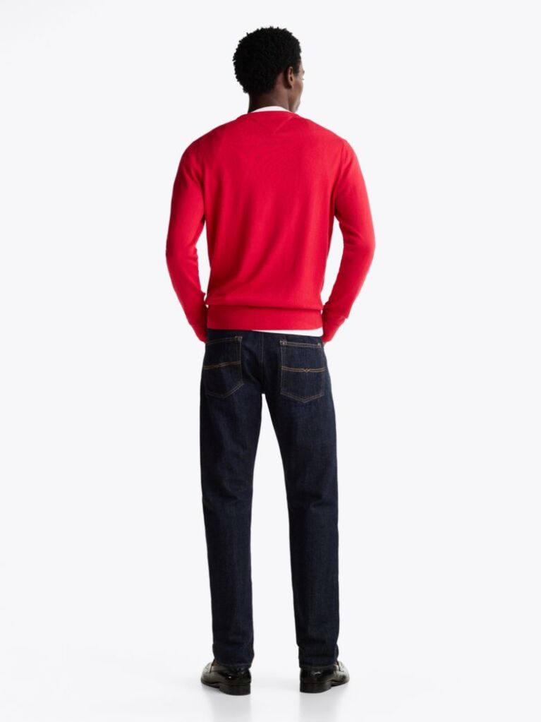 Red Cotton Cashmere Crew Neck Jumper  Men