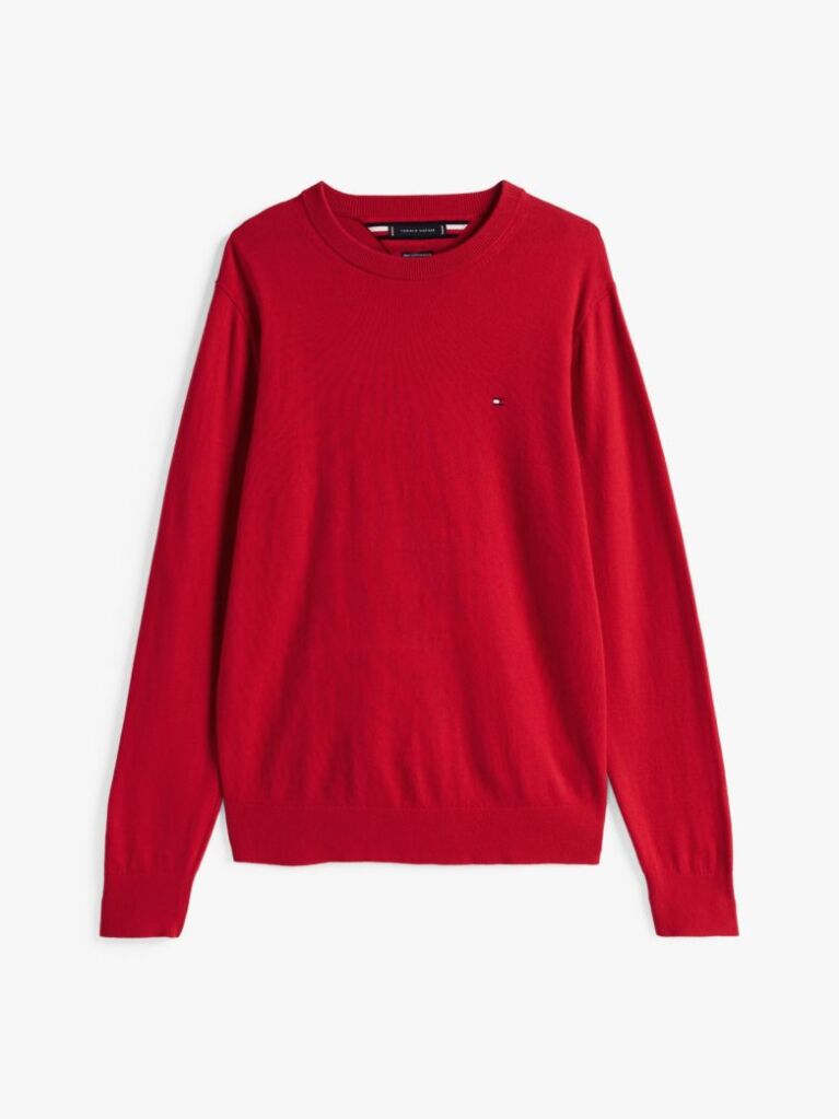 Red Cotton Cashmere Crew Neck Jumper  Men