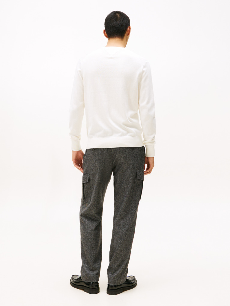 Beige Cotton Cashmere Crew Neck Jumper  Men