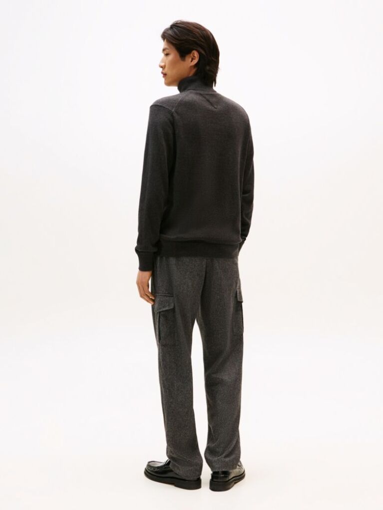 Grey Cotton Cashmere Roll Neck Jumper  Men