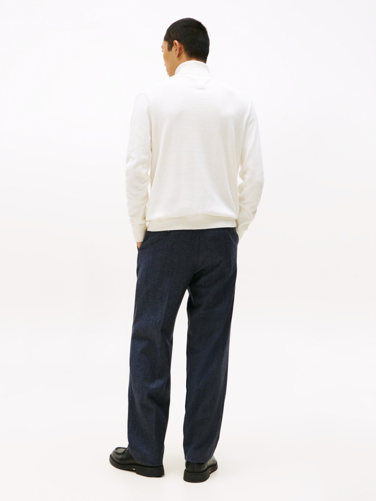 Beige Cotton Cashmere Roll Neck Jumper  Men