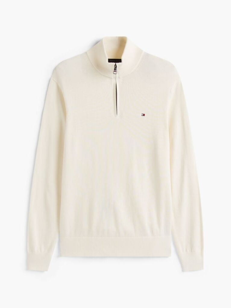 Beige Zip-Neck Jumper  Men