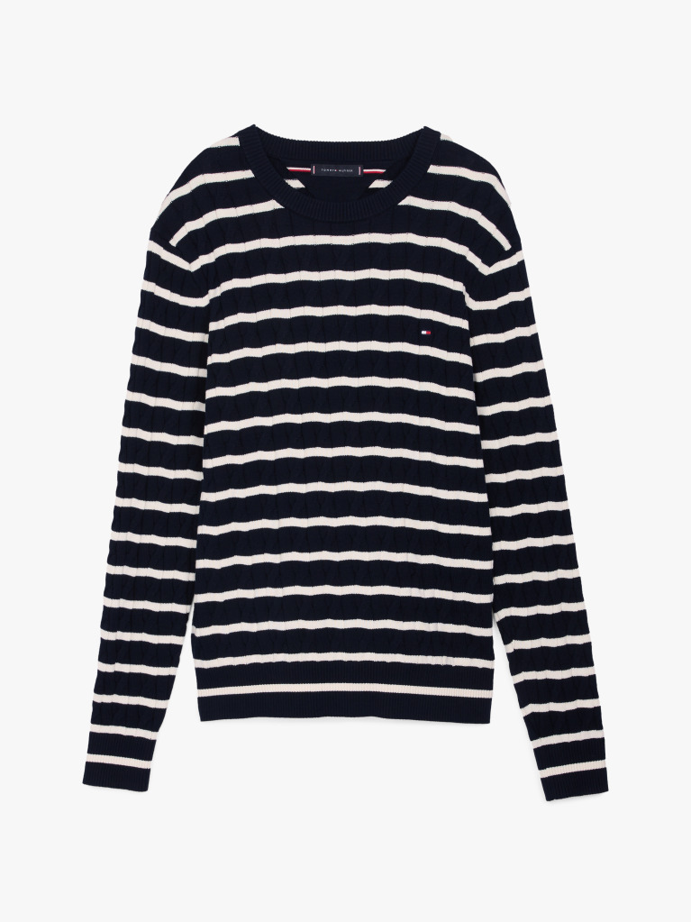 Multi Cable Knit Crew Neck Jumper  Men