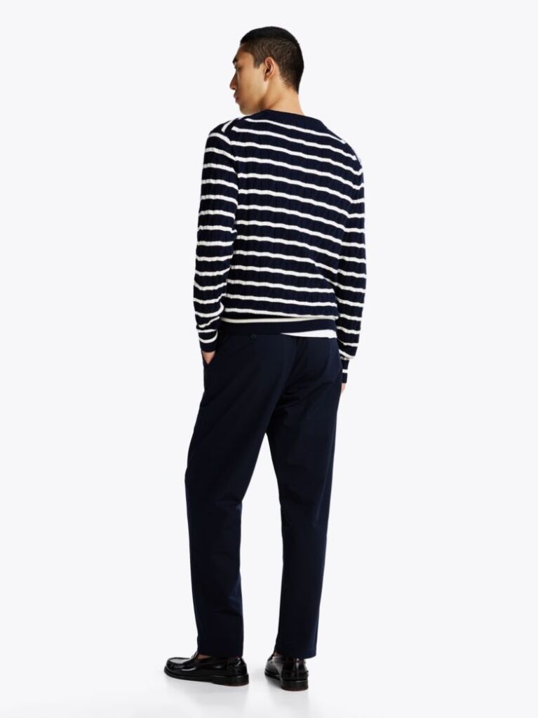 Multi Cable Knit Crew Neck Jumper  Men