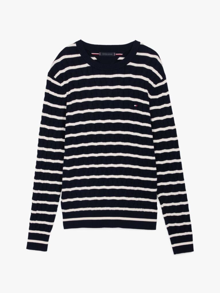 Multi Cable Knit Crew Neck Jumper  Men