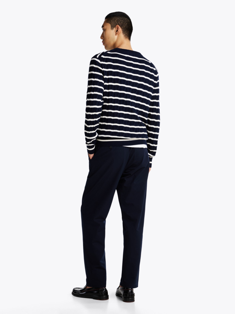 Multi Cable Knit Crew Neck Jumper  Men