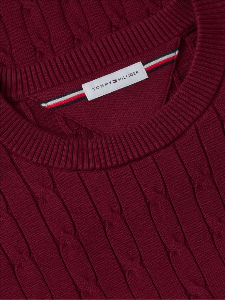 Red Cable Knit Crew Neck Jumper  Men