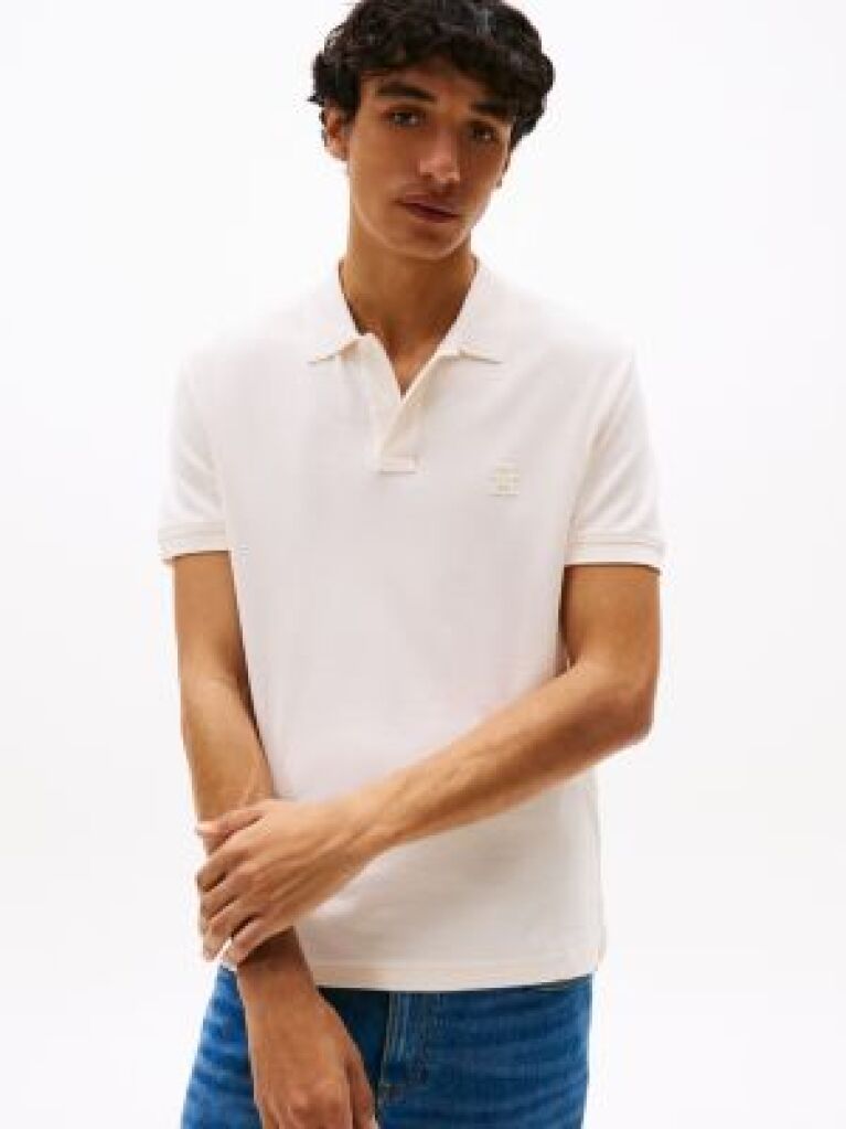 Beige TH Monogram Polo Shirt  Men