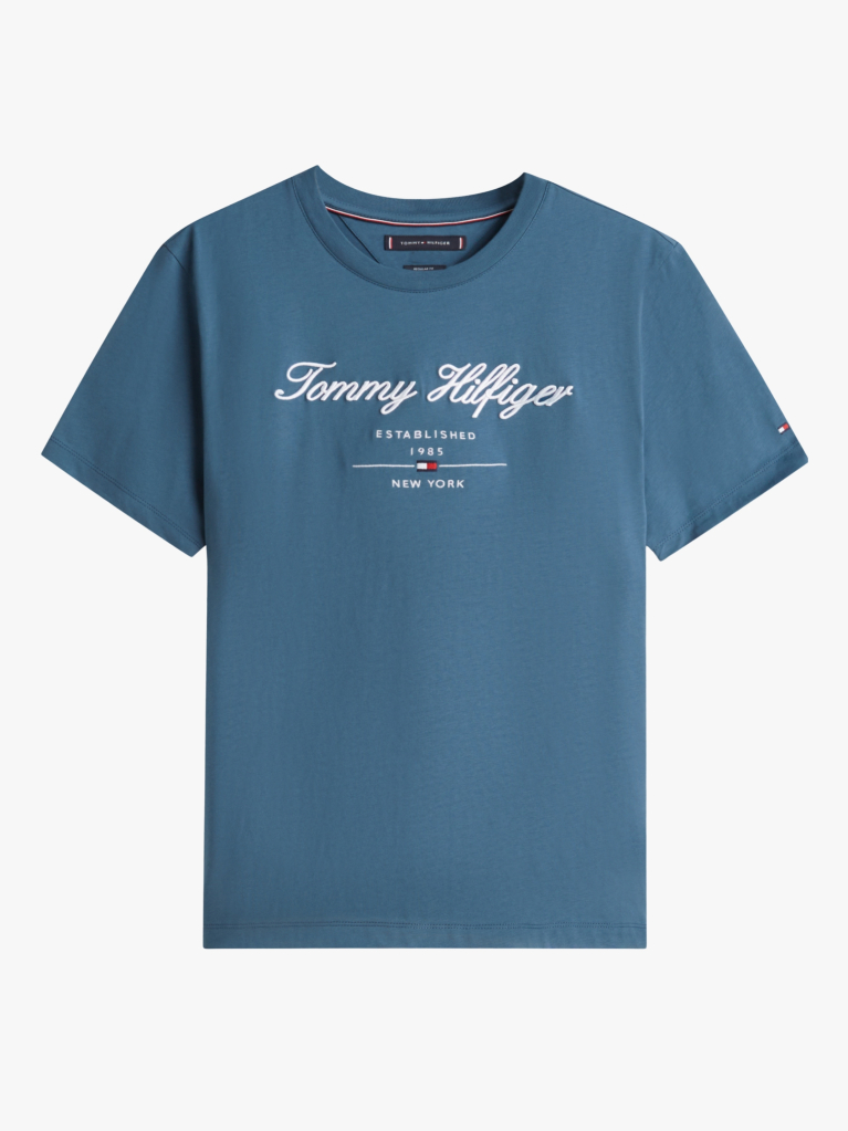 Blue SCRIPT LOGO CREW NECK T-SHIRT  Men