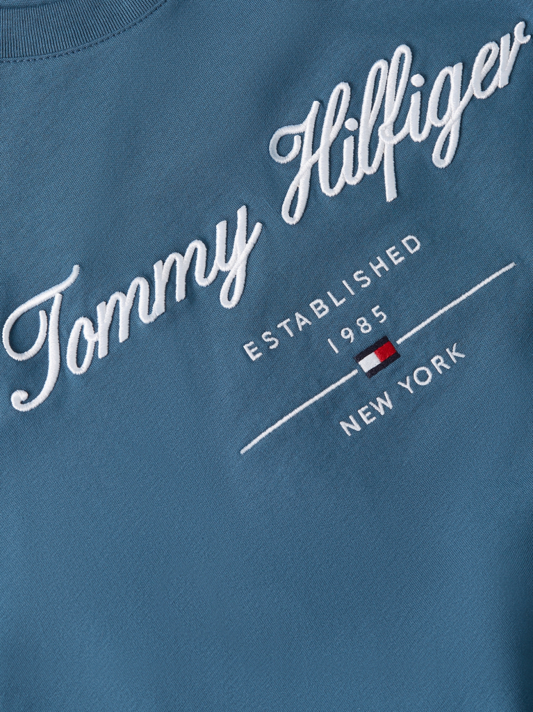 Blue SCRIPT LOGO CREW NECK T-SHIRT  Men
