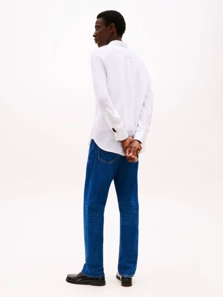 White Pigment Dyed Linen Regular Fit Shirt  Men
