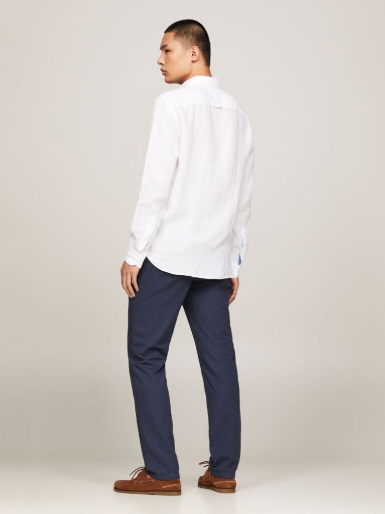 White Pigment Dyed Linen Regular Fit Shirt  Men