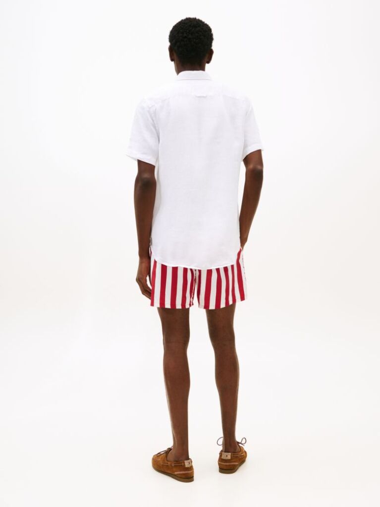 White Short Sleeve Regular Fit Linen Shirt  Men