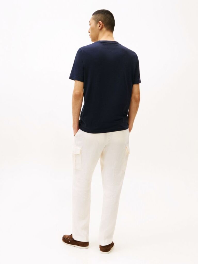 Blue Crew Neck Logo Panel T-Shirt  Men