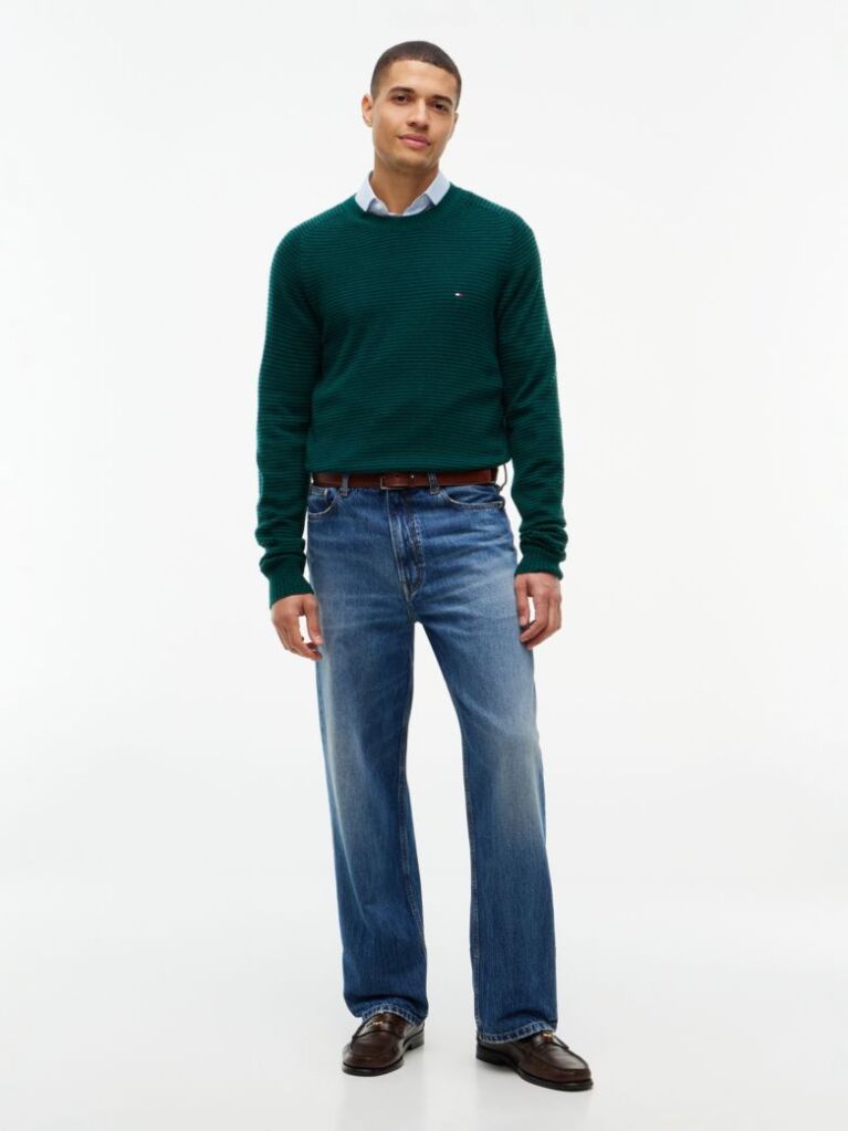Green Pure Lambswool Crew Neck Jumper  Men