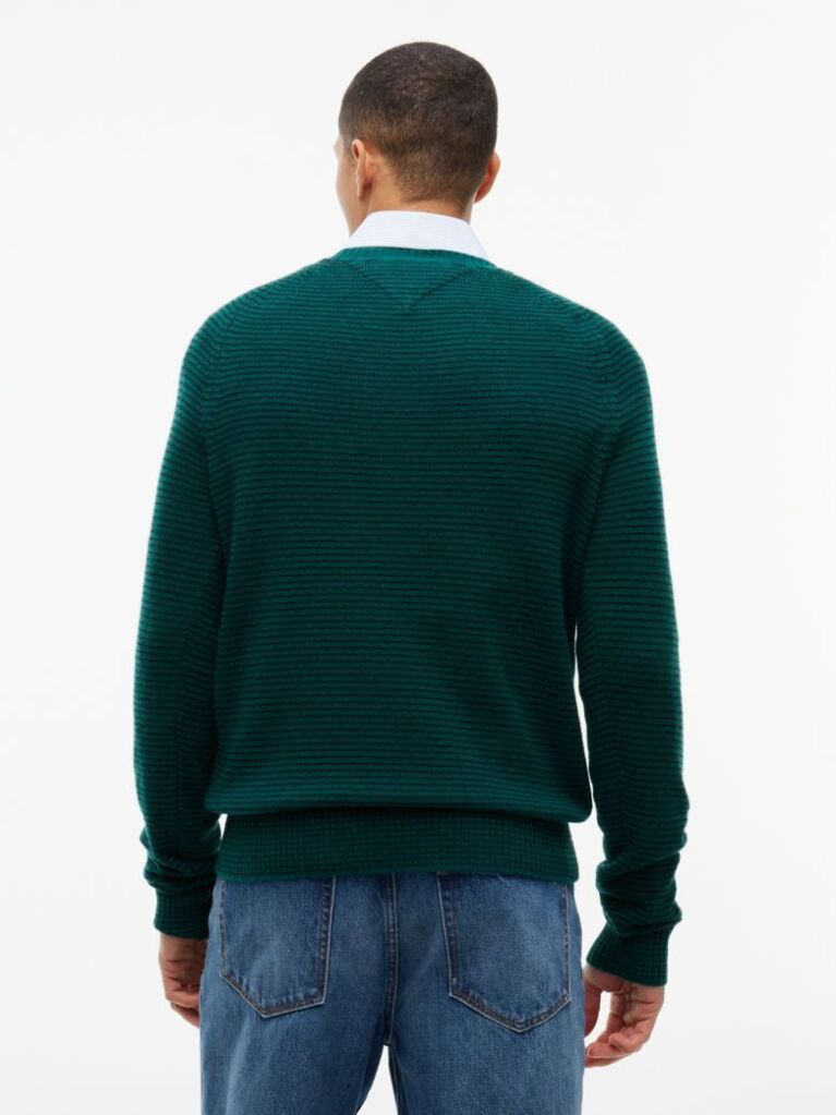 Green Pure Lambswool Crew Neck Jumper  Men